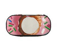 Beaucoup de grenouilles chantent sur les branches de papillons d'été en tissu Oxford avec motif spacieux pour l'école, le bureau, les voyages - Trousse multi-usage pour papeterie et maquillage, Donut