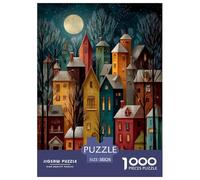 Beaucoup de Maisons Puzzle 1000 Pièces Nuit dans la Petite Ville Qualité Supérieure Jeu Educatif Jouet Défi Et Enfants Cadeaux 38x26cm/1000pcs