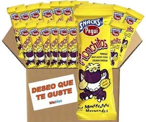 Beaucoup de Monchitos avec WikiMark Card Je souhaite que cela vous plaise. Riz soufflé au bon goût. Sans gluten. (20 unités)