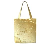 Beaucoup d'étoiles dorées sans couture,Sacs d'épicerie réutilisables, sacs fourre-tout de grande capacité, sac à bandoulière en toile