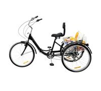 Beaudreaul Vélo Pliable de 24 Pouces - Tricycle pour Adulte - Tricycle Adulte 24" Tricycle - Vélo à 3 Roues pour Adultes Et Adultes - avec Panier à Provisions (Siège Pliant avec Dossier)