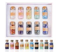 BeauFairy 10 Pièces Bouteilles de Souhaits de Pierres Précieuses, Pierres de Cristal De Guérison, Gravier de Quartz Naturel Souhaitant Une Bouteille pour Reiki, Guérison, Méditation, Décoration