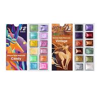 BeauFairy 24 Couleurs Solide Perle Aquarelle Ongles Peintures, Métallique Marbre Paillettes Palette de Poudre de Pigment pour Ongles, Chrome Pigment Ombre Dégradé Nail Design, pour Nail Art Dessin 05