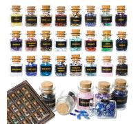 BeauFairy 24 Pièces Bouteilles de Souhaits de Pierres Précieuses, Pierres de Cristal De Guérison, Gravier de Quartz Naturel Souhaitant Une Bouteille pour Reiki, Guérison, Méditation, Décoration