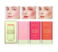 BeauFairy Bâton de Fard à Joues, 2 Pièces, Sensation Légère et Respirante 3 en 1 Cream Blush Stick, Longue Durée, Velvet Matte Naturelle Imperméable, Facile à Estomper, Facile à Utiliser, 01+02