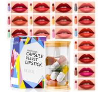 BeauFairy Ensemble de Rouge à Lèvres en Capsule, 16 Couleurs, Velours, Mignons, Imperméable, Longue Durée, Portable Mats Mini Petit Lipstick, Lip Gloss Cadeaux de Noël pour Les Filles