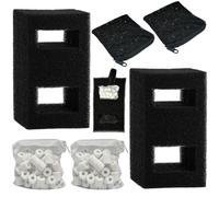 beaufan 2 Ensembles de Filtres pour Aquarium Compatibles avec Fluval Flex (15 Gal), Comprend 2 Recharges de Filtres en Carbone, 2 Filtres en Mousse, 2 Anneaux en Céramique et 1 Cordon Filtrant