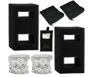 beaufan 2 Ensembles de Filtres pour Aquarium Compatibles avec Fluval Flex (15 Gal), Comprend 2 Recharges de Filtres en Carbone, 2 Filtres en Mousse, 2 Anneaux en Céramique et 1 Cordon Filtrant