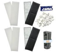 beaufan Lot de 2 filtres d'aquarium compatibles avec les filtres intérieurs Fluval U3, contient 4 tampons filtrants en mousse de carbone, 4 filtres éponge et 1 anneau en céramique, convient pour les