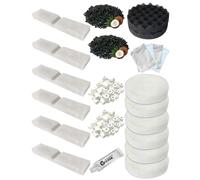 beaufan Lot de 23 supports pour aquarium compatibles avec Fluval FX2/FX4 | Blocs en mousse bio, filtre éponge à charbon actif, anneaux en céramique, charbon actif inclus, lubrifiant en silicone