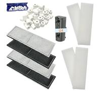 beaufan Lot de 9 médias filtrants pour aquarium - Compatible avec les filtres intérieurs Fluval U4 A480 - Pour aquarium d'eau douce et d'eau de mer - Contient 4 tampons en mousse, 4 cartouches en