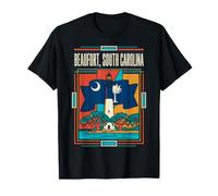 Beaufort Drapeau Caroline du Sud Phare Côtier Voyage Art T-Shirt