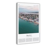 Beaufort Impression couleur de Beaufort - Véritable photo de voyage - Cadeau - Caroline du Sud, États-Unis, États-Unis - Art mural - Impression sur toile encadrée - 61 x 91,4 cm