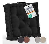 Beauitssu Set de 2 Coussins de Sol Coussin d'assise 50x50 cm - Coussin Matelas épais 10cm - 100% Coton Coussin de Chaise Intérieur & Extérieur Poignée de Transport Coussin d'assise Noir - Mila