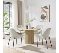 Beaumont Ensemble table de salle à manger ronde crème avec 4 chaises - Meuble moderne et élégant pour salle à manger, cuisine et décoration d'intérieur, idéal pour les réunions de famille et les