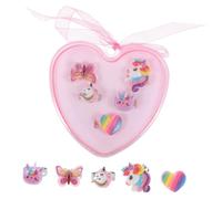 Beaupretty 1 boîte Anneaux Licorne Garçon Fille Réglables Plastique Coffret de Bijoux pour Filles Ans Cadeau Anniversaire et Fête Accessoires Colorés et Robustes