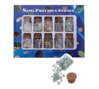 Beaupretty 1 boîte Boîte de Mini Bouteilles à Souhaits avec Pierres Naturelles et Cristaux Spécimens Minéraux Variés pour Décoration DIY Collection de Pierres Précieuses et Souvenirs