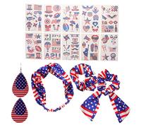 Beaupretty 1 Ensemble Bandeau Boucles Oreilles et Autocollants Américain pour Fête de Indépendance