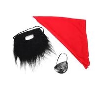 Beaupretty 1 Ensemble Décorations de Fête Accessoires de Costume Pirate avec Masque Oculaire Bandana et Moustache pour Halloween et Cosplay