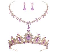 Beaupretty 1 Ensemble Diadème Collier et Boucles Oreilles Élégants pour Accessoires de Robe de Mariée Or