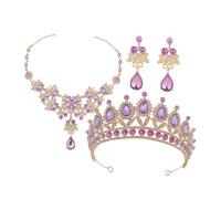Beaupretty 1 Ensemble Femme Diadème et Boucles Oreilles Pendantes Élégantes pour Cérémonies et Fêtes