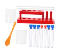 Beaupretty 1 Ensemble Kit de Tubes à Essai avec Couvercles Support de Tube Verres Doseurs Bâtons de Mélange et Cuillère de Prélèvement pour Expériences Éducatives Stem pour Garçon Fille