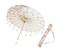 Beaupretty 1 Ensemble Parapluie De Danse De Style Ancien Parapluie Déguisement Soie en Papier Parasol Oriental en Papier Huilé en Bois Beige