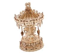 Beaupretty 1 Ensemble Puzzle Bois de Carrousel Modèle Éducatif DIY Bois pour Adultes Jeu de Puzzle Créatif pour Développer la Patience et Imagination