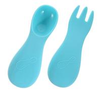 Beaupretty 1 ensemble Set de Couverts Silicone pour Garçon Fille avec Boîte de Rangement Fourchette et Cuillère Sécurisées pour Apprentissage Dîner Bleu
