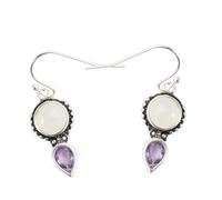 Beaupretty 1 Paire Boucles D'oreilles En Rétro Thaïlandais Boucles D'oreilles Vintage Bijoux D'oreille En Pierre De Lune Boucles D'oreilles Piriformes Pierres Précieuses Incrustées