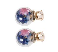 Beaupretty 1 Paire Boucles D'oreilles En Verre Petit Filles Double Boucles D'oreilles Dormeuses Étages Oreillettes Sphériques Ornement D'oreille Bijoux D'oreilles Chics Alliage Bleu