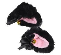 Beaupretty 1 Paire Cat Ears Hair Clip Accessoire de Costume Cosplay pour Fête Halloween Élastique Long avec Décoration de Cloche et Nœud Noir et Mignon et Élégant Couleur