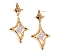 Beaupretty 1 Paire De Boucles D'Oreilles Étoiles En Métal Avec Diamants Boucles D'Oreilles Étoiles Boucles D'Oreilles Décoratives Boucles D'Oreilles Créoles Pour Femmes
