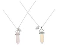 Beaupretty 1 Paire De Colliers À Pendentif En Forme De Colonne Hexagonale Colliers Pour Couples Colliers Assortis Pour Femmes Colliers À Pendentif En Cristal Colliers D'Amour