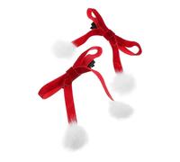 Beaupretty 1 Paire Pince à Cheveux Velours Rouge avec Nœud et Pompons Accessoires Élégants pour Femmes et Décorations de Cheveux pour Fêtes de et Nouvel An