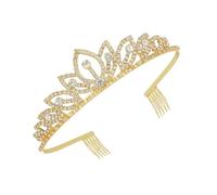Beaupretty 1 Pc Accessoire De Cheveux Couronne Couronnes De Bal Coiffe D'anniversaire Fille Bouquet Mariage Bandeau De Mariée Strass Ceinture De Mariée Diadème De Mariée Femmes Golden Alliage