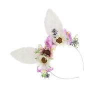 Beaupretty 1 Pc Bandeau De Fleurs Artificielles Bandeau En Bois De Cerf Pinces à Cheveux Bois De Renne Couvre-chef Oreille De Chat Décorations De Cheveux Joli Résine