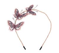 Beaupretty 1 Pièce Bandeau Parure De Cheveux Filles Coiffes De Mariée Pour Mariage Décoration Casque De Mariage Pour La Mariée -tête Bijoux Ailes En Tissu Rose