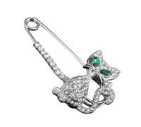 Beaupretty 1 Pièce broche en diamant nouveauté broche jolie chat Bonjour bijoux de chat pour les filles jouer s strass épingle à animaux Silver