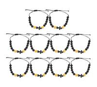 Beaupretty 10 Pièces Bracelets Perles de Bois avec Croix pour Garçon Fille et Adultes Bijoux Athlétiques Confortables avec Symbolisme de Foi et Protection