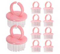Beaupretty 10 Pièces Brosse de Nettoyage pour Ongles D'anneau Rose, Poils en Pp et Corps en Polystyrène, Prise en Main Facile pour Manucure et Peau Sensible