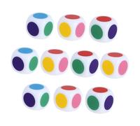 Beaupretty 10 pièces Lot de Dés Colorés Imprimés pour Garçon Fille Dés Dapprentissage Ludique Couleurs Surface Lisse et Bords Arrondis Jeu Pédagogique pour Comptage et Reconnaissance