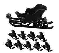Beaupretty 10 Pièces Mini Traîneau Décorations D'arbres De Noël Modèle De Traîneau De Bureau Décor Père Noël Décoration Ornement Plastique Noir