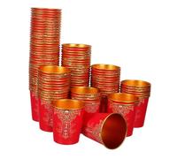 Beaupretty 100 Pièces Chinese Wedding Paper Cups Thickened Foil Tea Ceremony Cups Disposable Party Beverage For Bridal Shower And Banquet