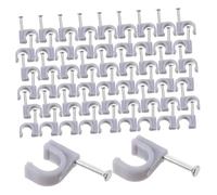 Beaupretty 100 pièces Clips de Câble Acier avec Clous Fixation Ronde Support Tubes Agrafes Mur Câble Attache Solide Polyvalente