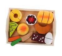 Beaupretty 11 pièces Jeu de Dînette Bois Ensemble de Nourriture pour Garçon Fille avec Gâteau et Service de Thé pour Parties de Goûter Éducatif pour Développement des Compétences Motrices