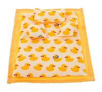 Beaupretty 12 Couette Jaune, Drap-Housse Réutilisable et Oreillers Motif Canard pour Chambre Miniature, Accessoires Décoratifs pour Jeu D’Imitation Garçon et Filles