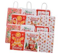 Beaupretty 12 Pièces à de Noël avec Poignées Sacs Papier à Motif Bonhomme pour Événements Festifs et Hiver