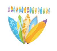 Beaupretty 120 Pièces Stickers Planche de Surf Thème Hawaïen Décoration Estivale pour Tableau Affichage et Bagages Autocollants Légers et Portables pour Fête Plage Bord de Mer