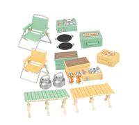 Beaupretty 16 Pièces Mobilier Miniature pour Camping Comprenant Un Réchaud Une Table de Pique Chaises Pliantes Jouets Extérieur pour Garçon Fille Accessoires de Maison de Poupée pour Jeu de